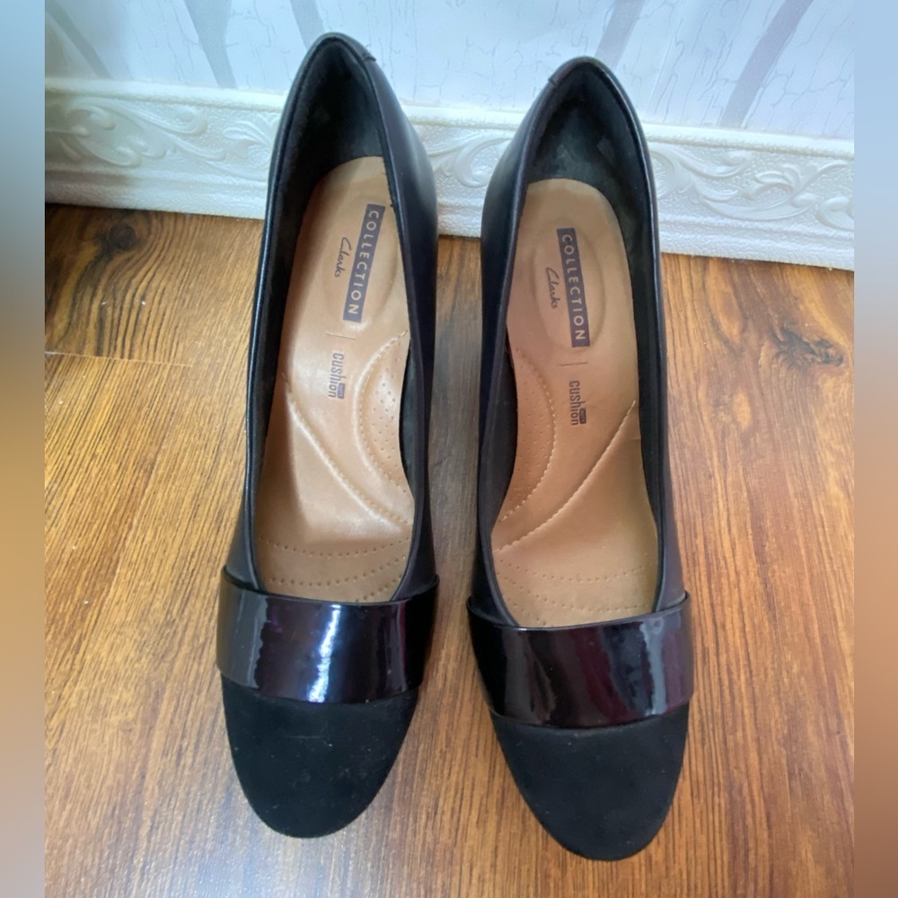 🌷 Collection Clark’s 🌷 Classic Black Block Heel Pumps - Women's 9M - Picture 4 of 9